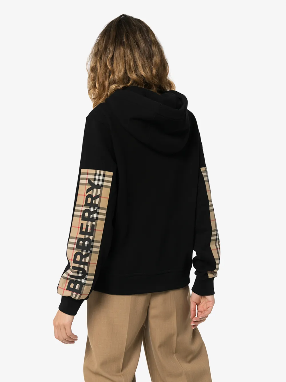 BURBERRY AUBREE VINTAGE CHECK PANEL ZIP-UP HOODIE,802454314697826