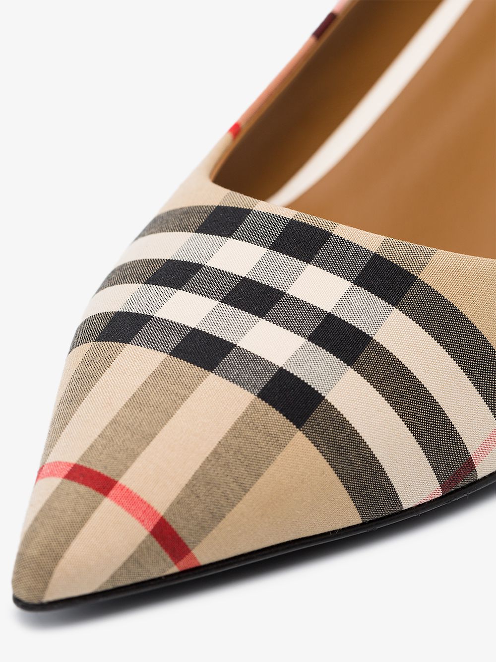 BURBERRY BURBERRY BEIGE VINTAGE CHECK 55 CANVAS LEATHER PUMPS,802407514697836