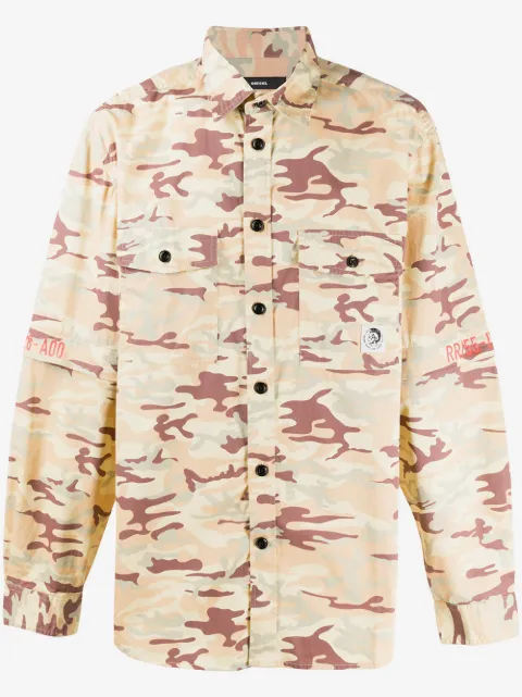 Diesel camouflage-print two-pocket overshirt