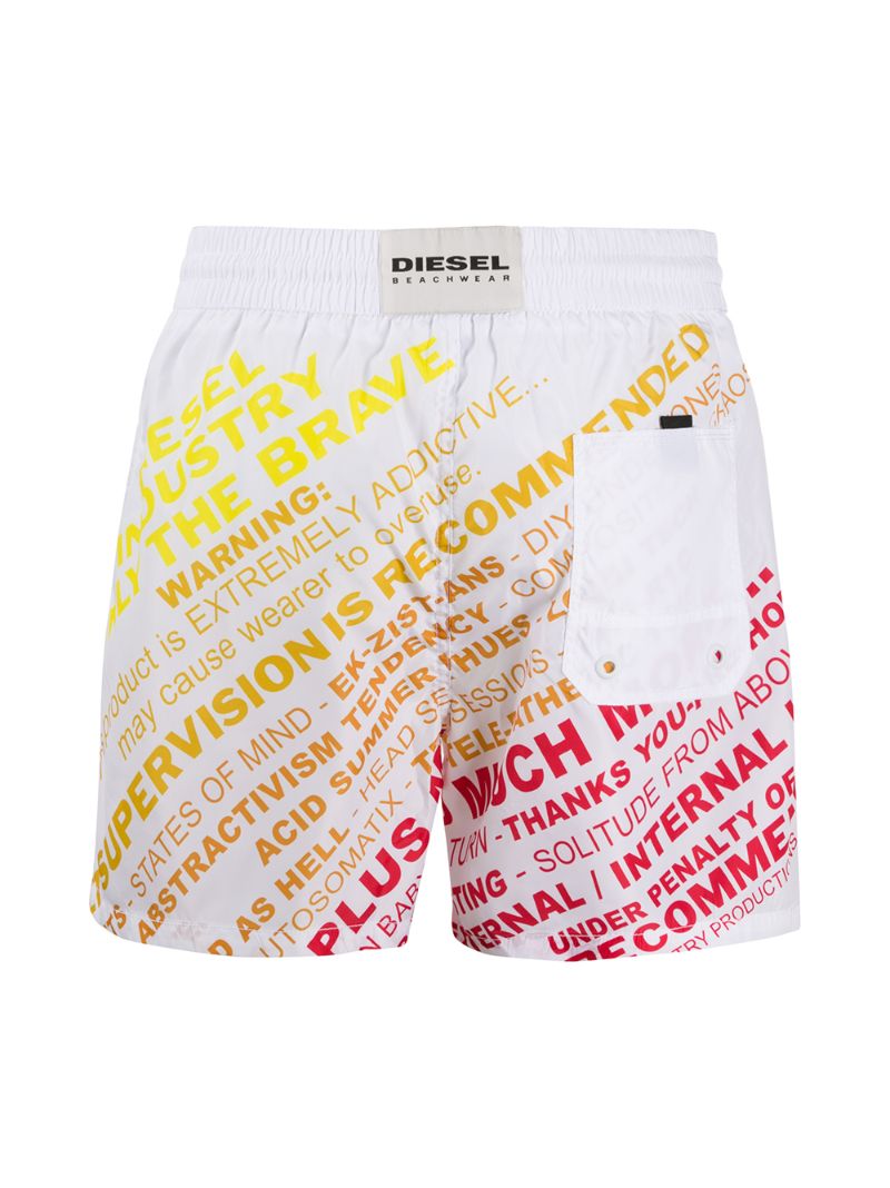 Shop Diesel Warning Print Swim Shorts In White