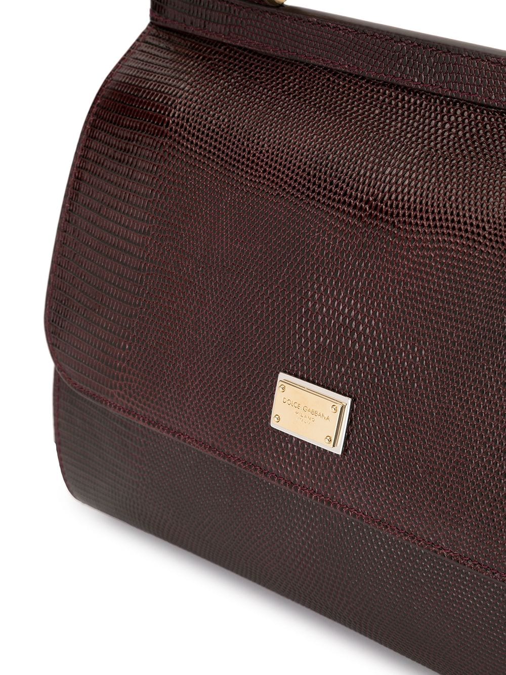 Shop Dolce & Gabbana Medium Sicily Iguana-print Top-handle Bag In Red