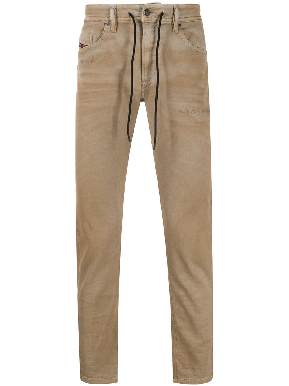 Shop Diesel Thommer Low-rise Slim-fit Jeans In Neutrals