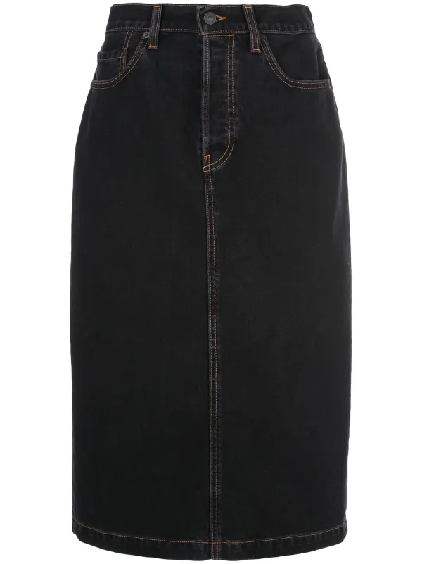 black midi denim skirt