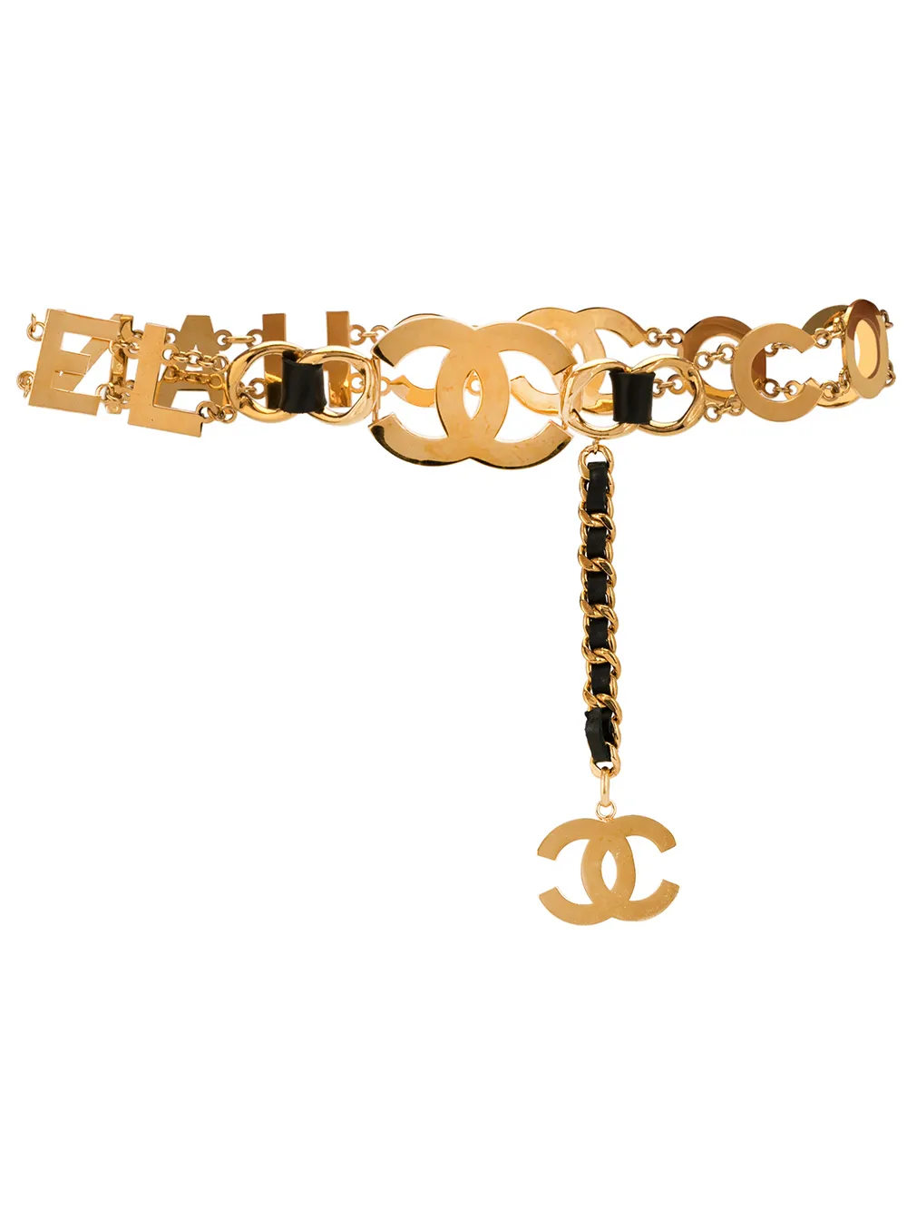 Preowned Chanel Jumbo Logo Chain Belt In 金色 ModeSens