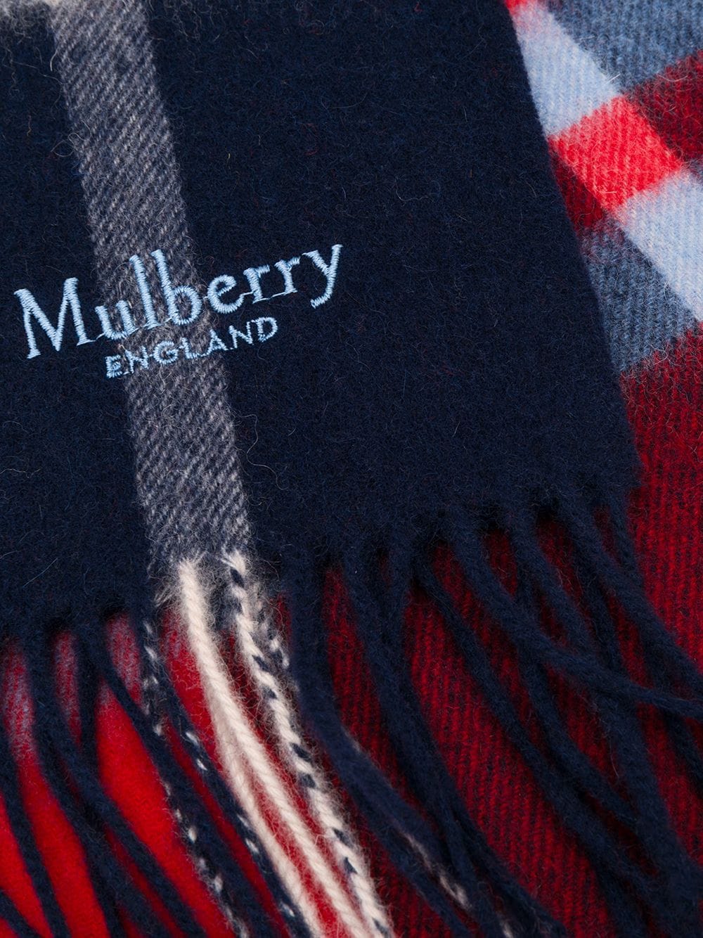 Shop blue & red Mulberry checked lambswool scarf with Express Delivery ...