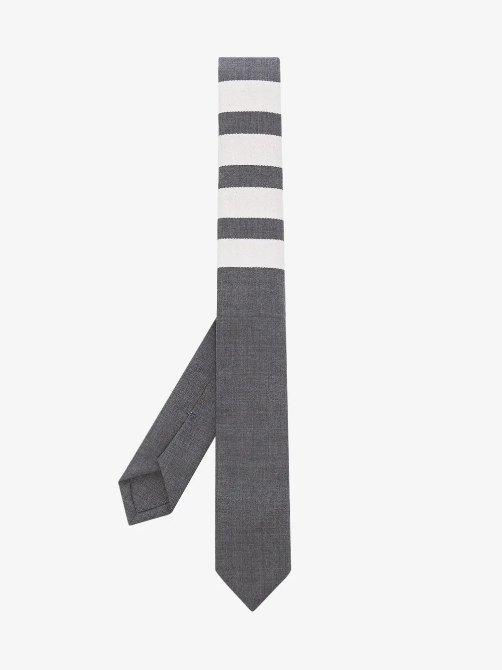 Thom Browne Plain Wool Weave Engineered 4 Bar Tie In Grey