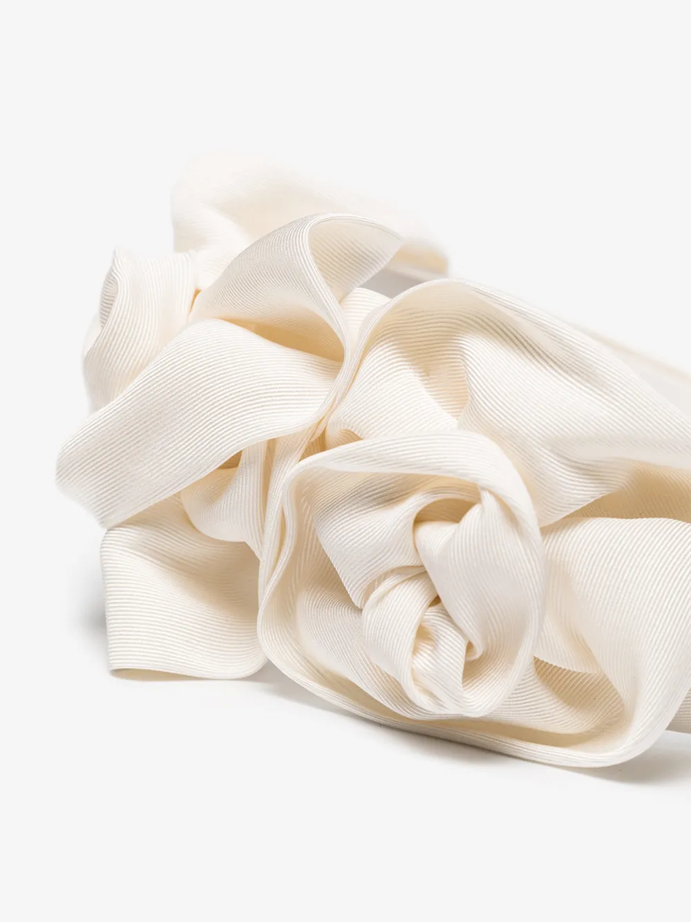 Jennifer Behr Triple Rosette Silk Faille Headband In White