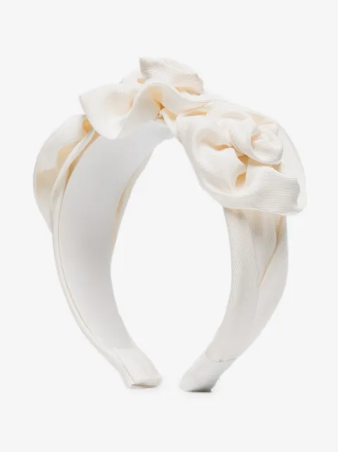 Jennifer Behr Triple Rosette silk faille headband