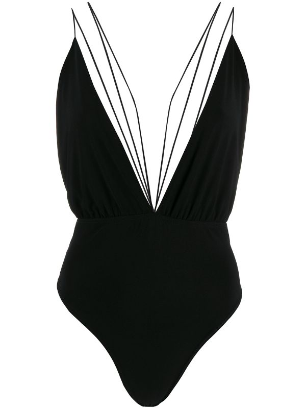 black v neck bodysuit