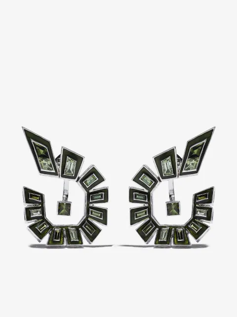 Stephen Webster 18kt white gold Dynamite enamel and diamond hoop earrings