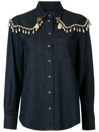 Pearl embellished shop denim shirt