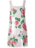 Dolce & Gabbana rose-print sequined mini dress - White