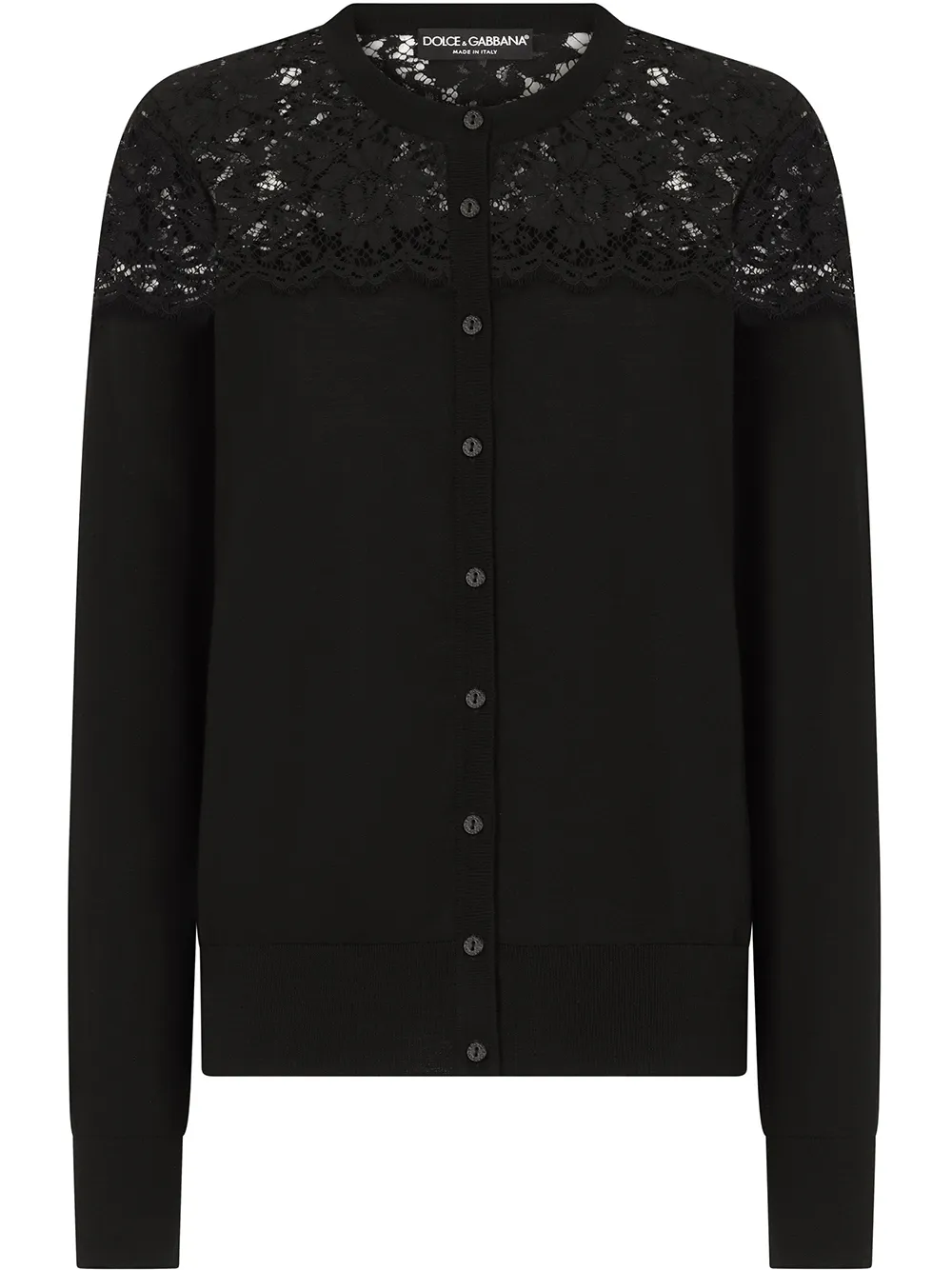 

Dolce & Gabbana top tejido con panel de encaje - Negro