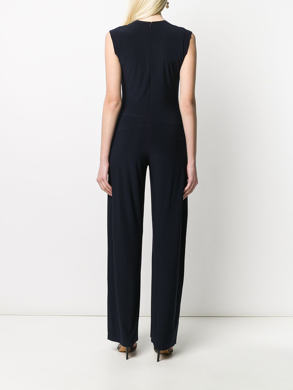 Shop Norma Kamali Wide Leg Jumpsuit In Blue