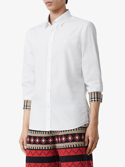 Burberry embroidered logo oxford shirt white | MODES