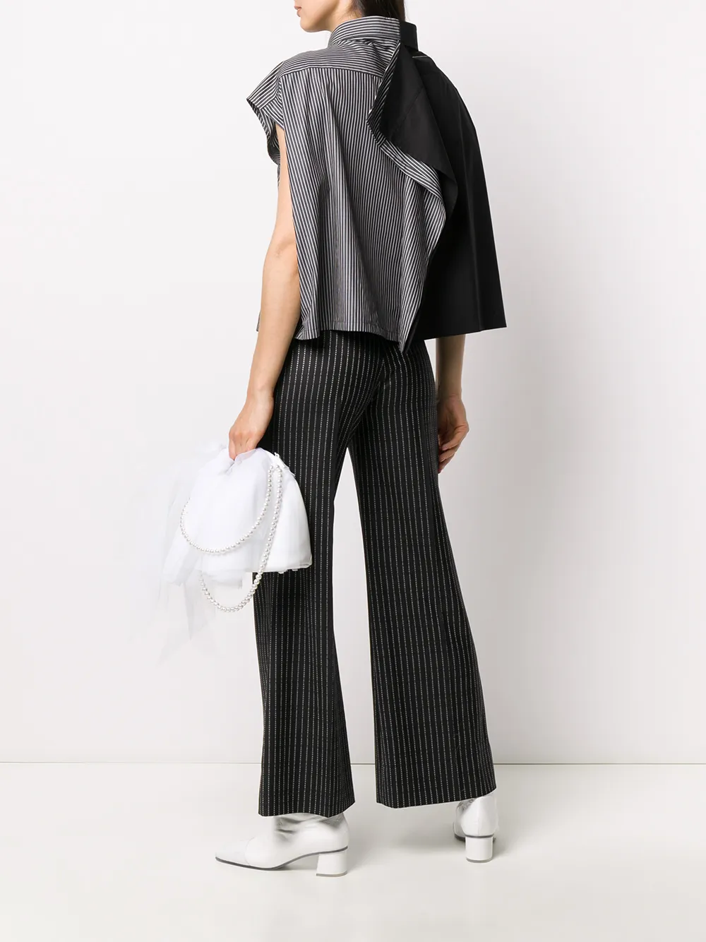 фото Mm6 maison margiela рубашка на пуговицах с контрастной вставкой