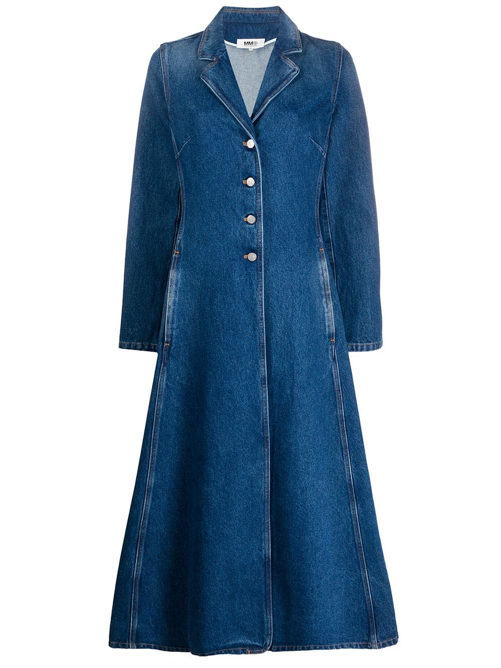 MM6 Maison Margiela Single Breasted Denim Coat - Farfetch