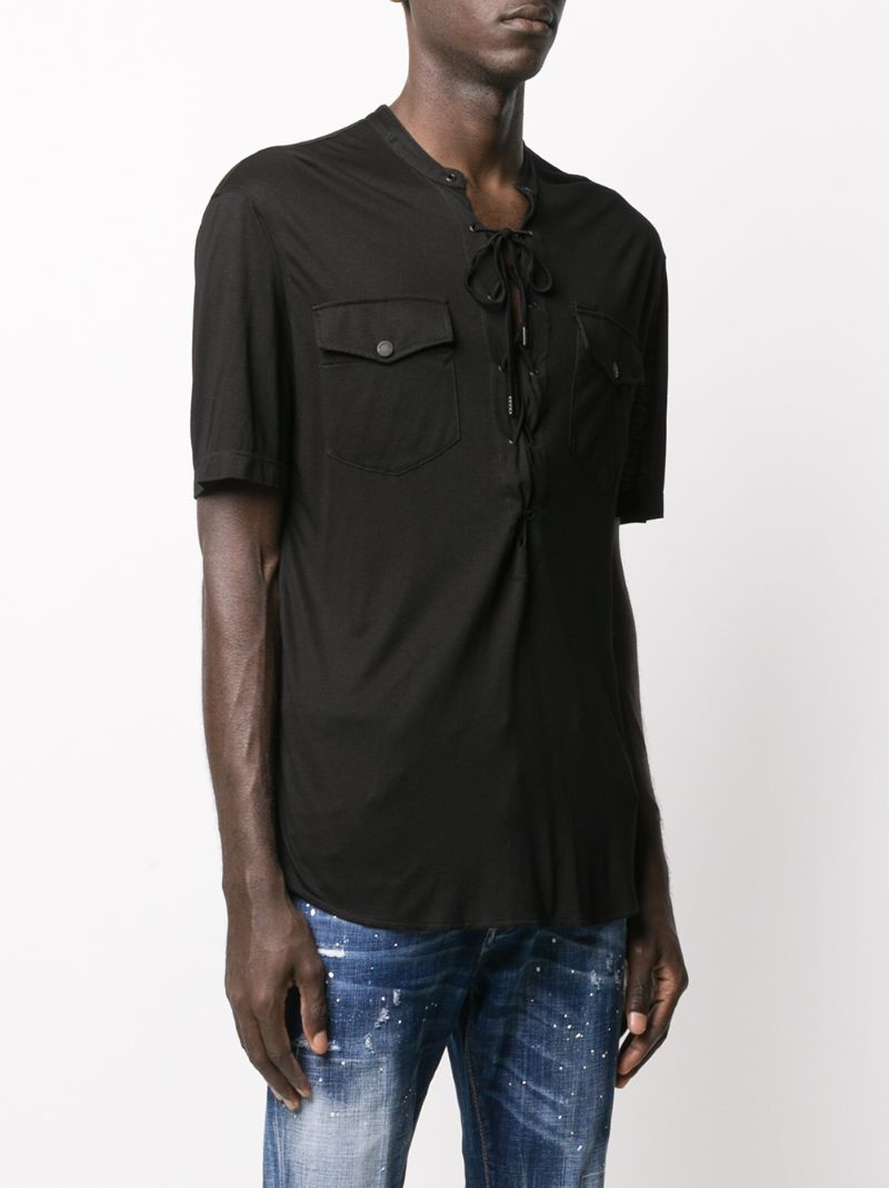 Shop Dsquared2 Lace-up Short-sleeve T-shirt In Black