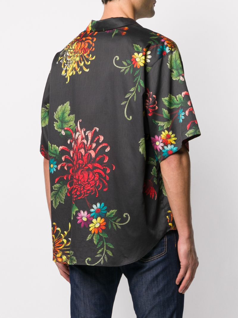 Shop Dsquared2 Floral Print Shirt In Black