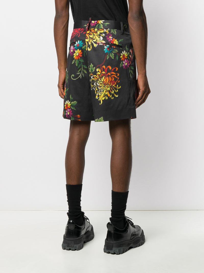 Shop Dsquared2 Floral Print Tailored Shorts In Black