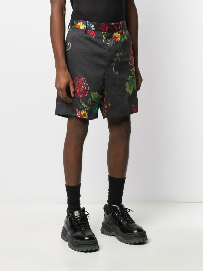 Shop Dsquared2 Floral Print Tailored Shorts In Black