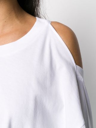 cut-out shoulder asymmetric T-shirt展示图