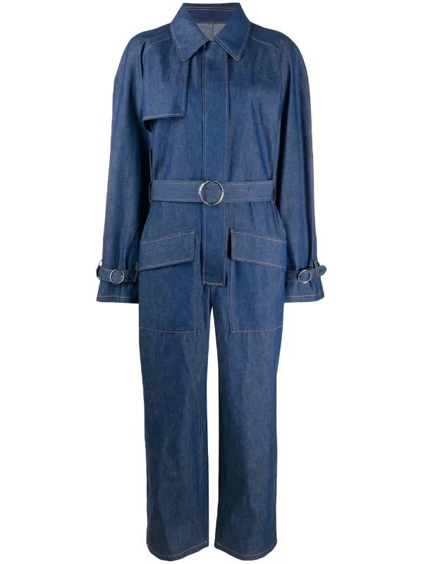 denim belted jumpsuit