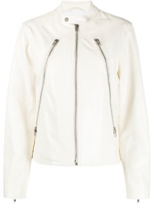 River island white leather on sale jacket