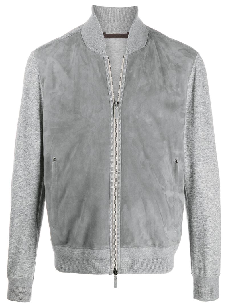 Ermenegildo Zegna Panelled Bomber Jacket In Grey