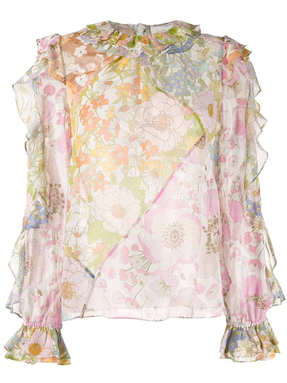 фото Zimmermann полупрозрачная блузка с цветочным принтом