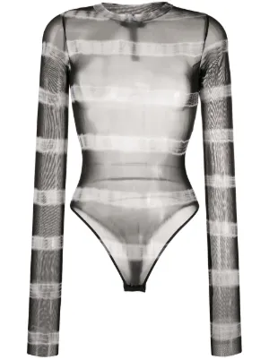 Diesel stretch-mesh striped bodysuit