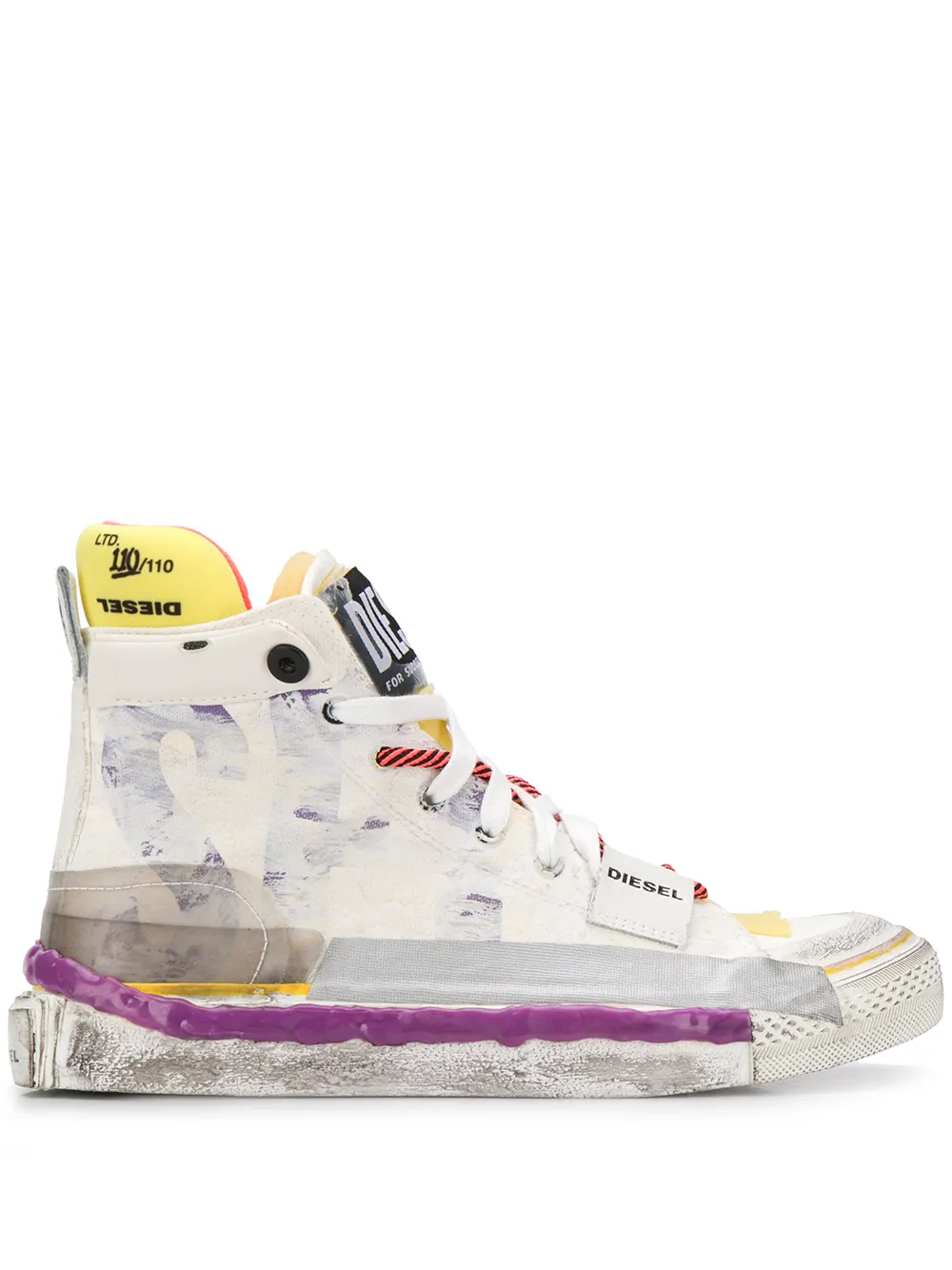 Diesel Distressed High-top Sneakers In 