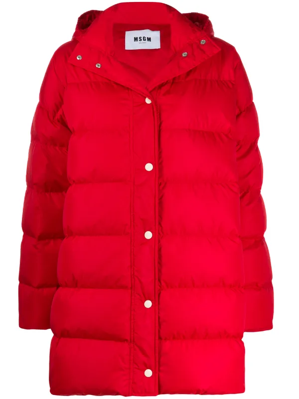 red padded coat