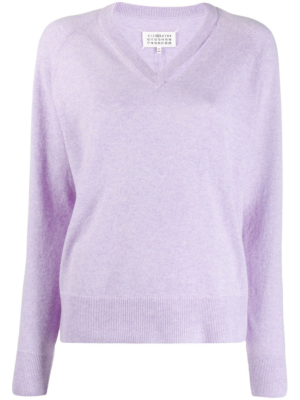 Shop Maison Margiela V-neck Knitted Jumper In Purple