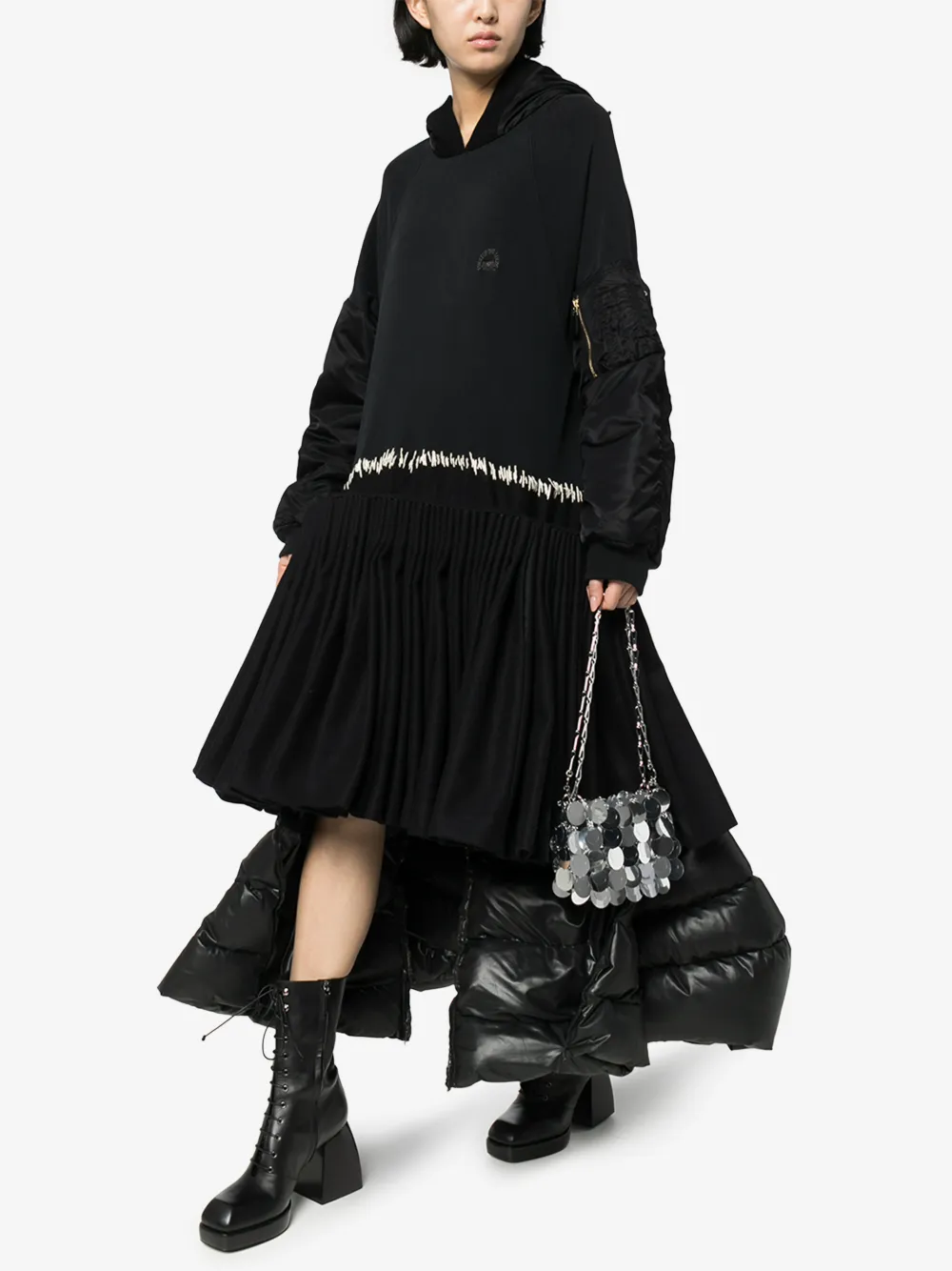 DURAN LANTINK RECONSTRUCTED CONTRAST PANEL MIDI DRESS,LOOK1814707519