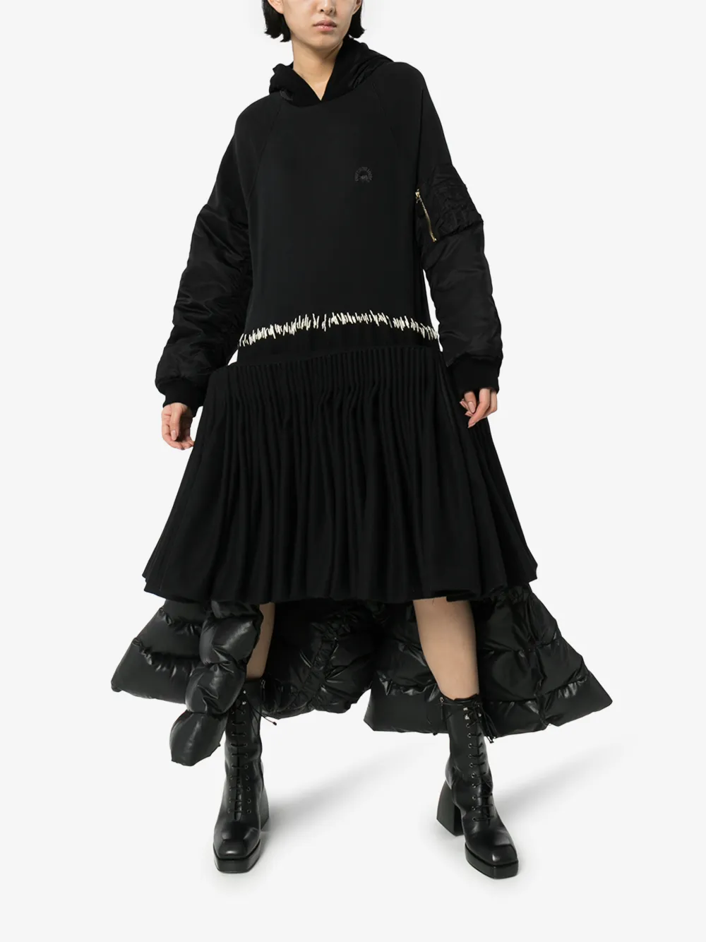 DURAN LANTINK RECONSTRUCTED CONTRAST PANEL MIDI DRESS,LOOK1814707519