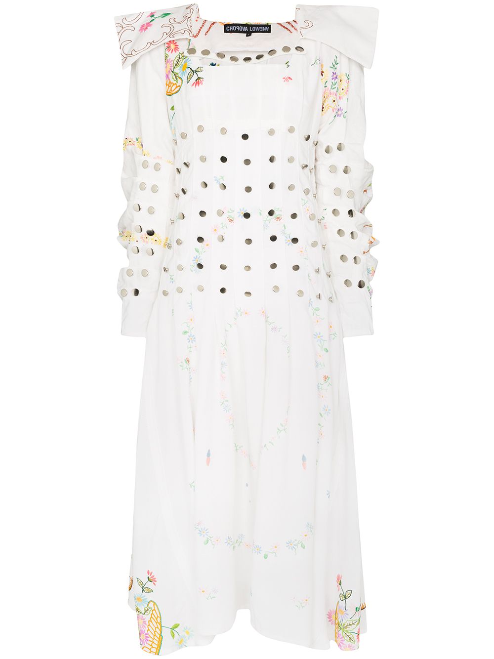 фото Chopova lowena embroidered embellished recycled cotton maxi dress