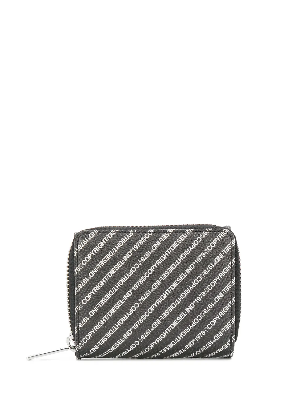 Diesel Logo-print Bi-fold Zipped Wallet In Black