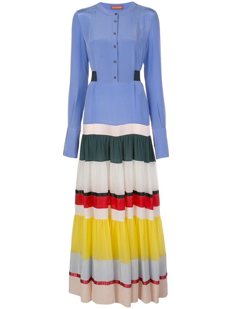 ALTUZARRA 'LOBELIA' KLEID IN COLOUR-BLOCK-OPTIK