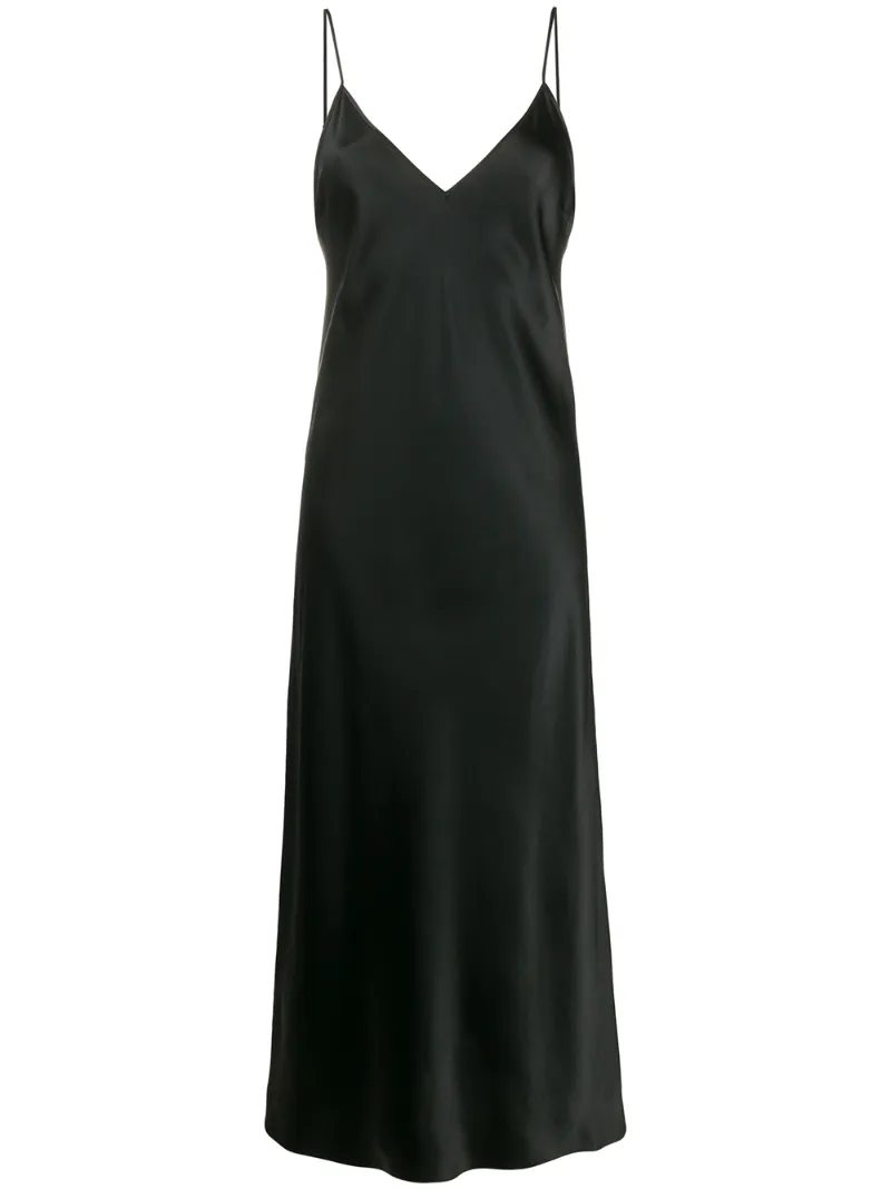 Joseph Clea Silk Strappy Midi Dress In Black