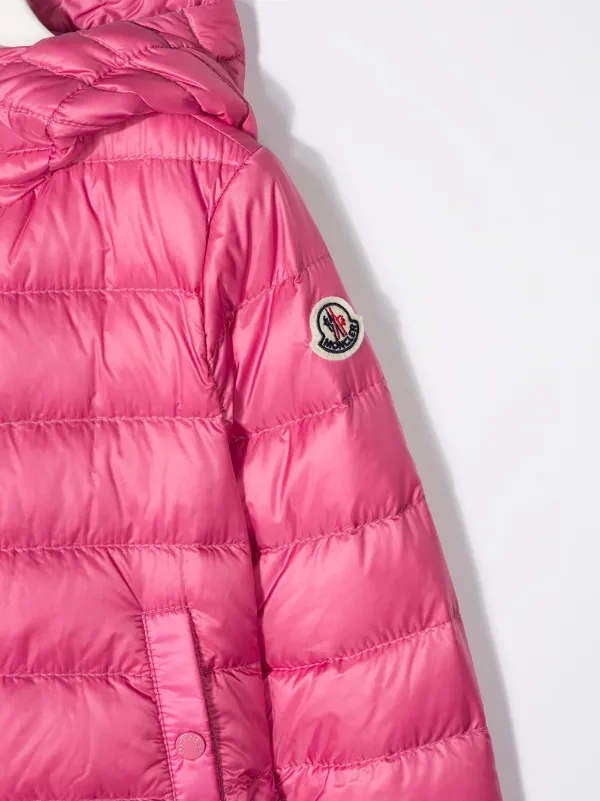 red and pink moncler coat