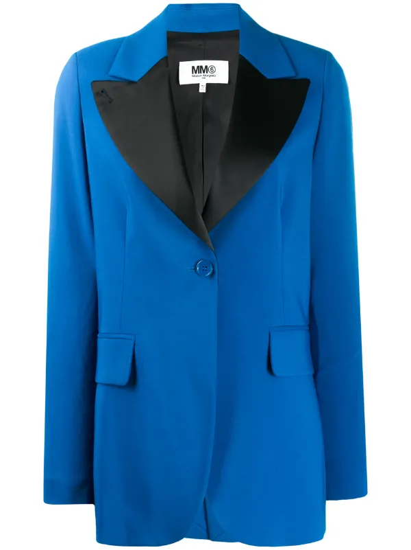 MM6 Maison Margiela Contrast Lapel Blazer in Blue
