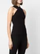 Cushnie crossover rib knit top