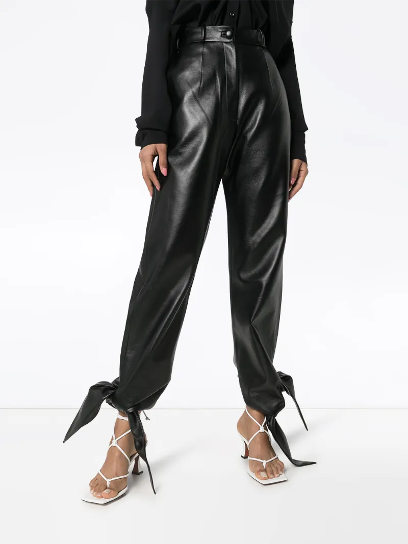 Materiel High-waisted Faux Leather Trousers In Black