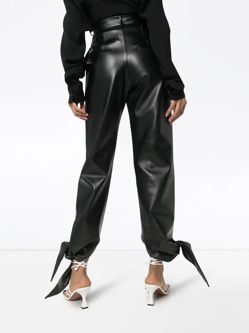 Materiel High-waisted Faux Leather Trousers In Black
