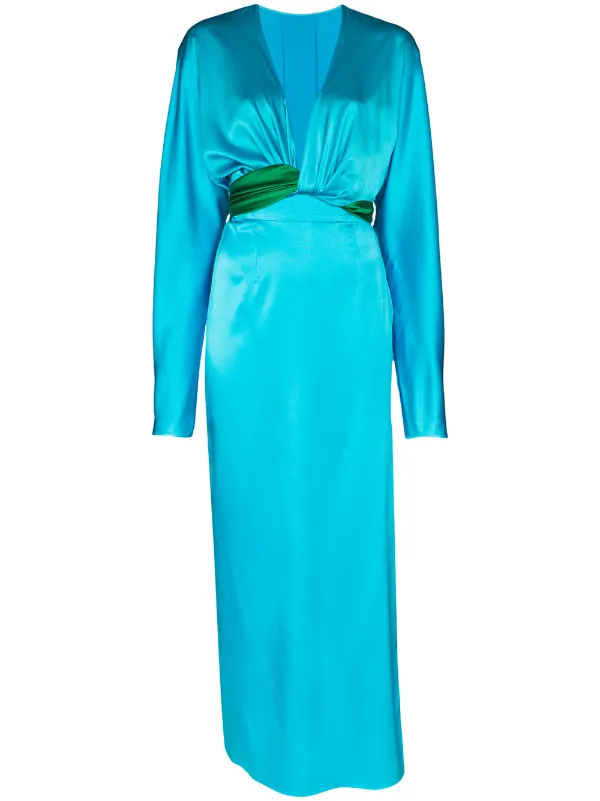 silk blue wrap dress