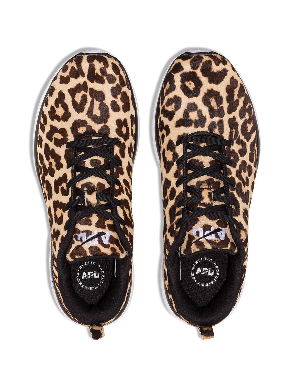 фото Athletic propulsion labs brown, black and yellow iconic pro leopard print sneakers