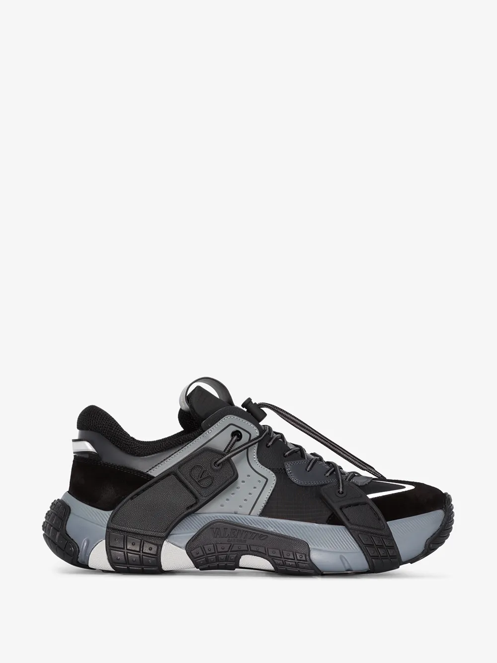 VALENTINO VALENTINO BLACK AND GREY GARAVANI VLTN WOD SNEAKERS,TY2S0C75CDK14712315