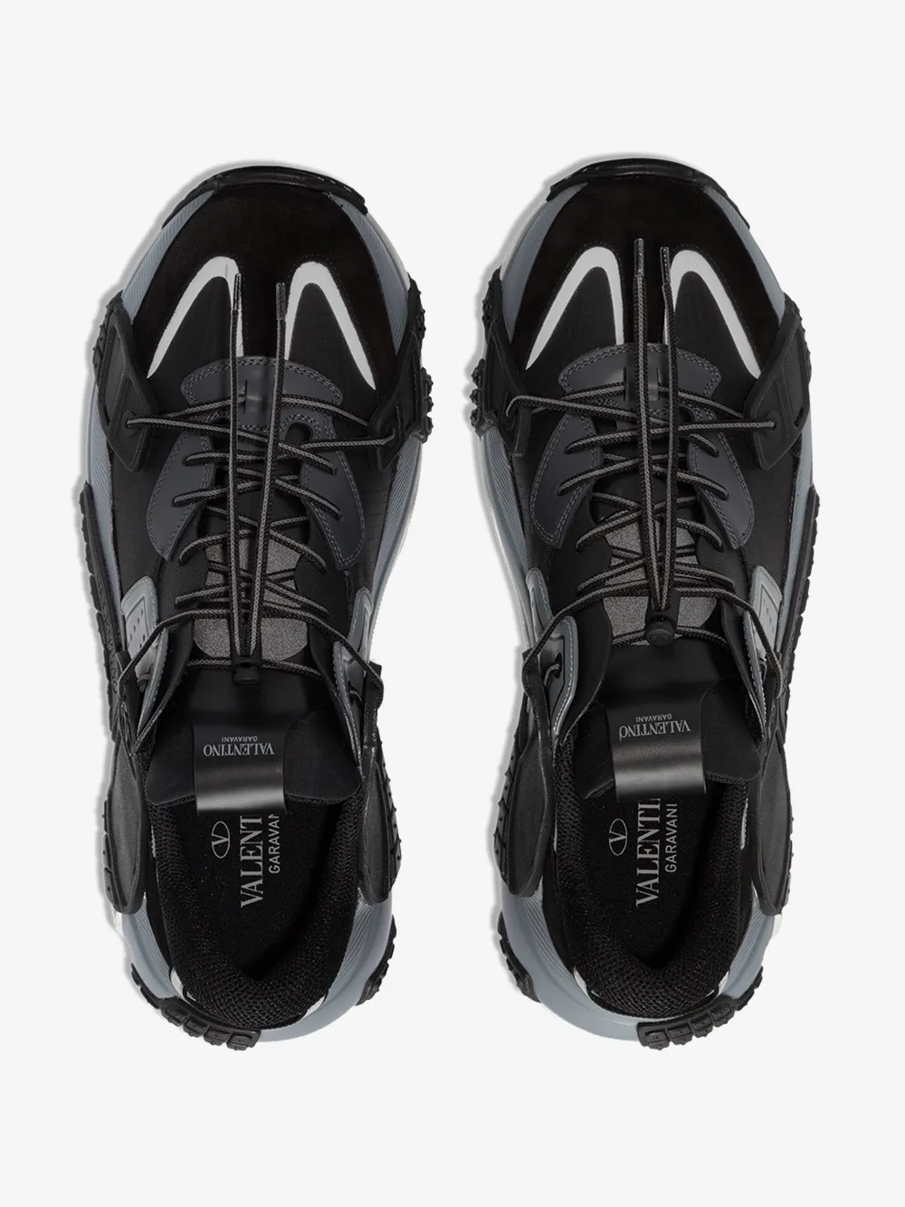 VALENTINO VALENTINO BLACK AND GREY GARAVANI VLTN WOD SNEAKERS,TY2S0C75CDK14712315