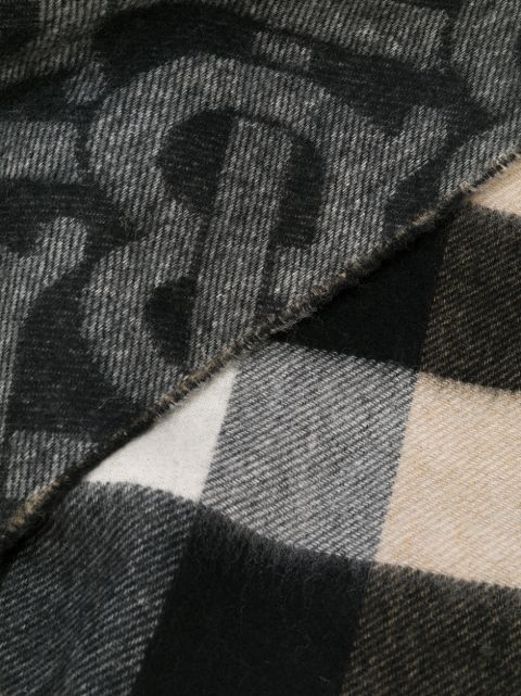 Burberry black brown cashmere TB  motif  scarf for men 